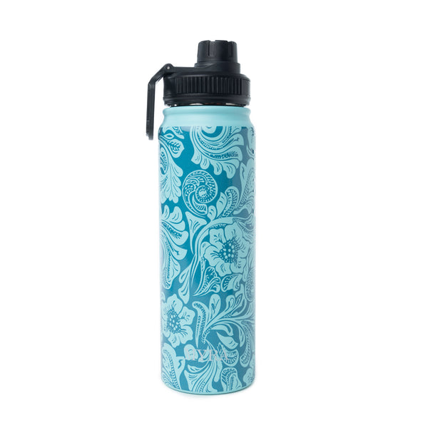 Moo & Bloom Stainless Steel Water Bottle in Turquoise - Myra USA