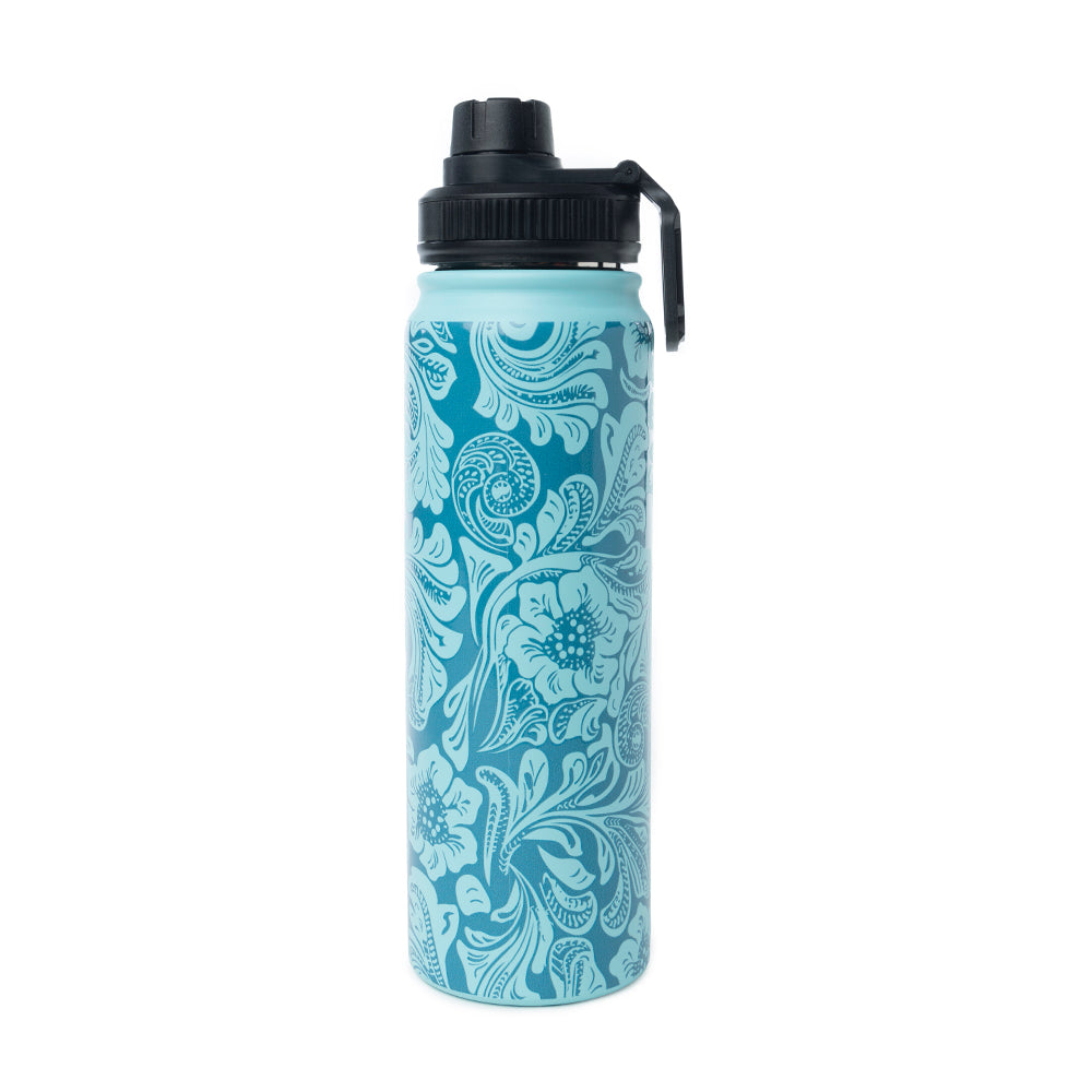 Moo & Bloom Stainless Steel Water Bottle in Turquoise - Myra USA