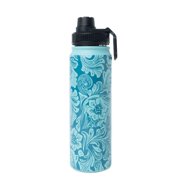 Moo & Bloom Stainless Steel Water Bottle in Turquoise - Myra USA