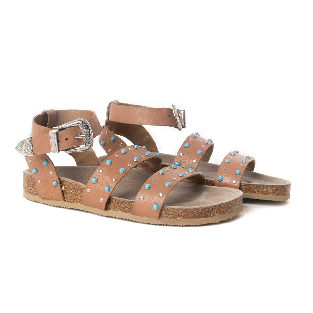 Saddle Ridge Trail Leather Sandals in Light Brown - Myra USA