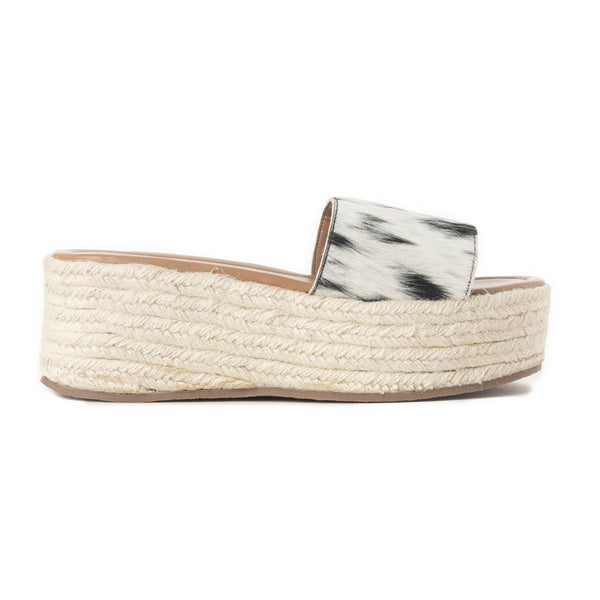 Mesa Mane Hairon Leather Sandals in Black & White - Myra USA