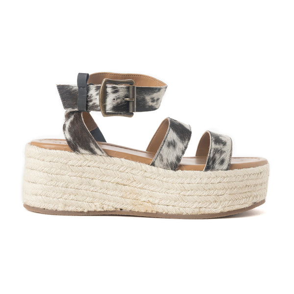 Longhorn Lasso Leather Sandals in Cowprint Hairon - Myra USA