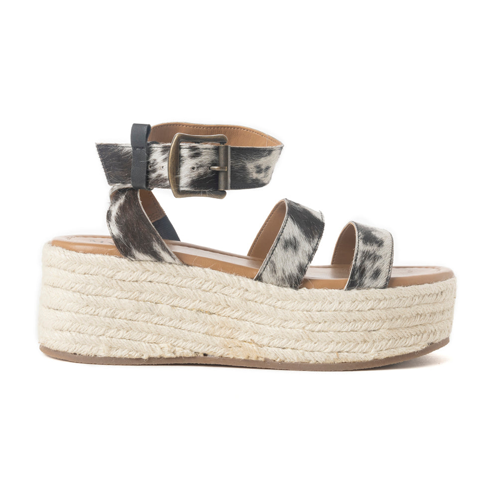 Longhorn Lasso Leather Sandals in Cowprint Hairon