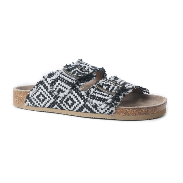 Ridge Denim Sandals in Black & White - Myra USA