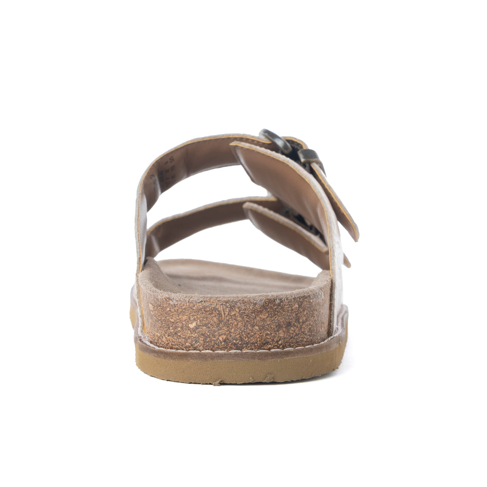 Myra Desert Lily Embossed Leather Sandals in Antique White - Myra USA