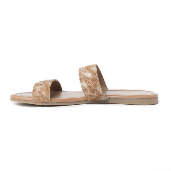 Vaquero Leather Hairon Sandals in Oakdust Brown - Myra USA