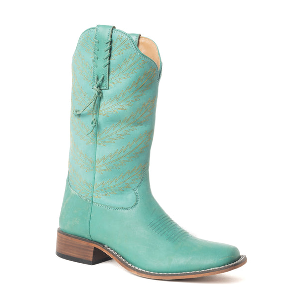 Bluebonnet Embroidered Western Leather Boots in Teal - Myra USA