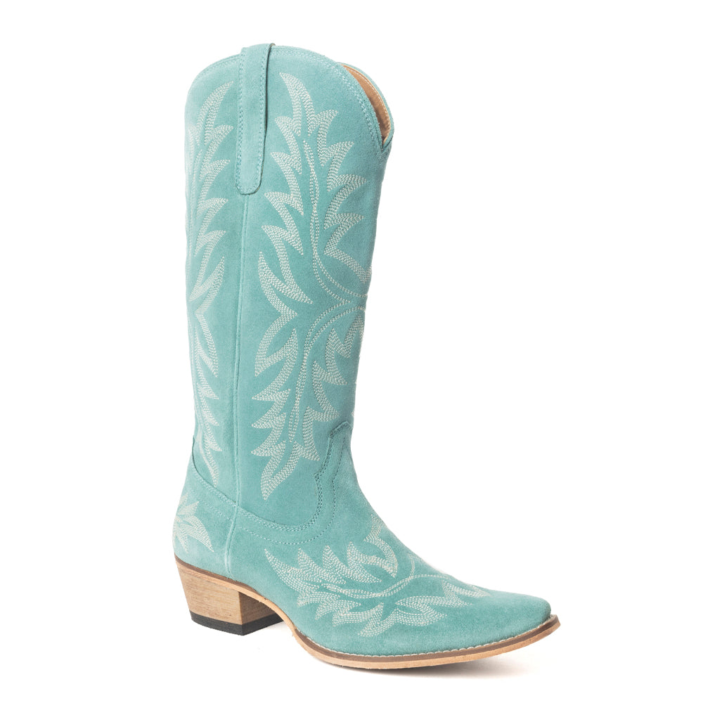 Midnight Trail Embroidered Leather Boots in Shadow Green - Myra USA