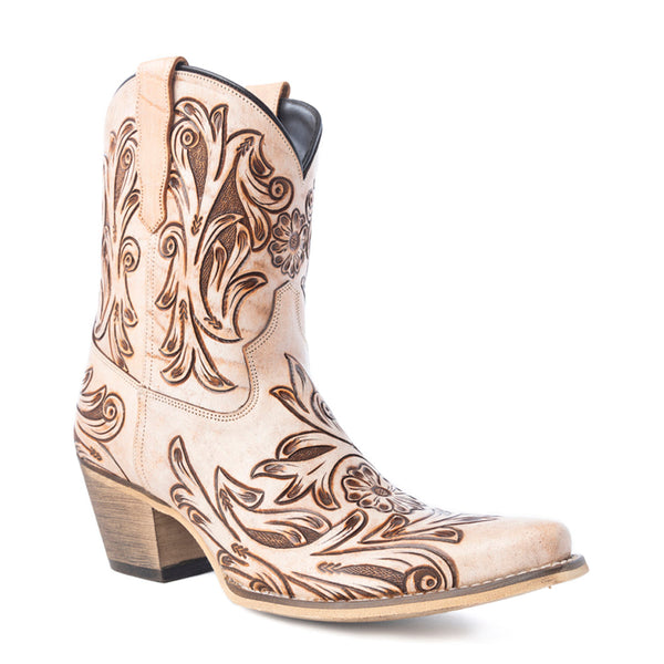 Copper Rose Western Booties in Cream - Myra USA