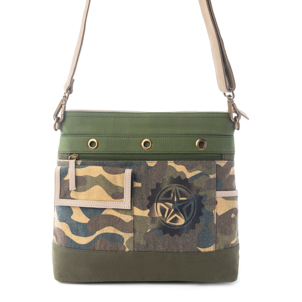 Myra Ranger’s Day Crossbody Bag in Army Camo Green