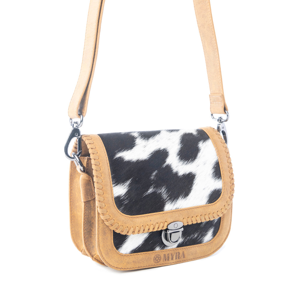Myra Luna Frost Hairon Leather Bag in Golden Saddle