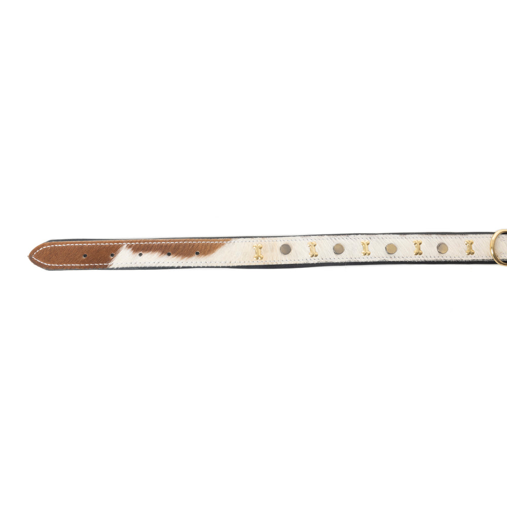 Prairie Paws Studded Hairon Dog Collar in Brown & White