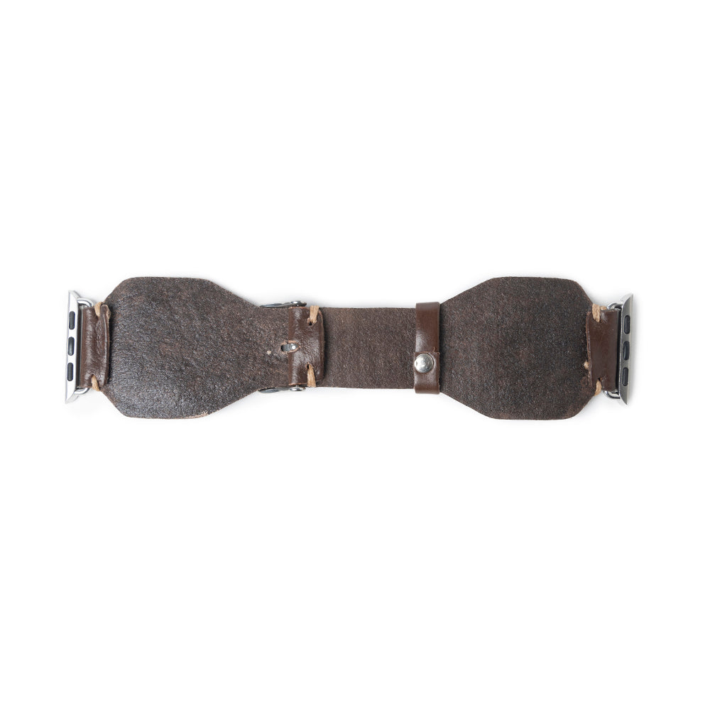 Lone Star Handtooled Leather Watch Band in Antique Mahogany