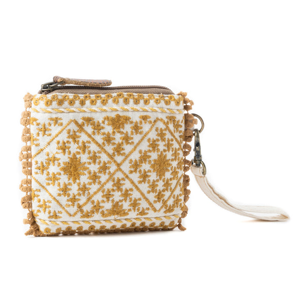 Savanna Glow Woven Pouch Bag in Sunny Gold - Myra USA