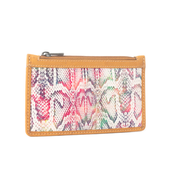 Prism Bloom Leather Credit Card Holder in Wild Pink - Myra USA