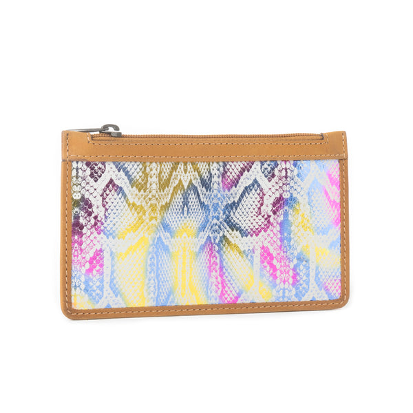 Sahara Bloom Leather Credit Card Holder in Sunset Pastels - Myra USA