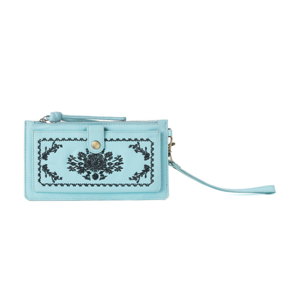 Azure Mesa Leather Wallet in Rodeo Blue - Myra USA