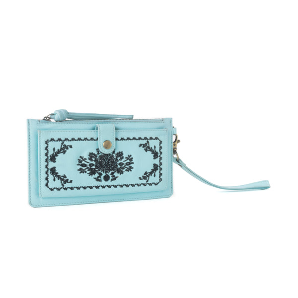 Azure Mesa Leather Wallet in Rodeo Blue - Myra USA