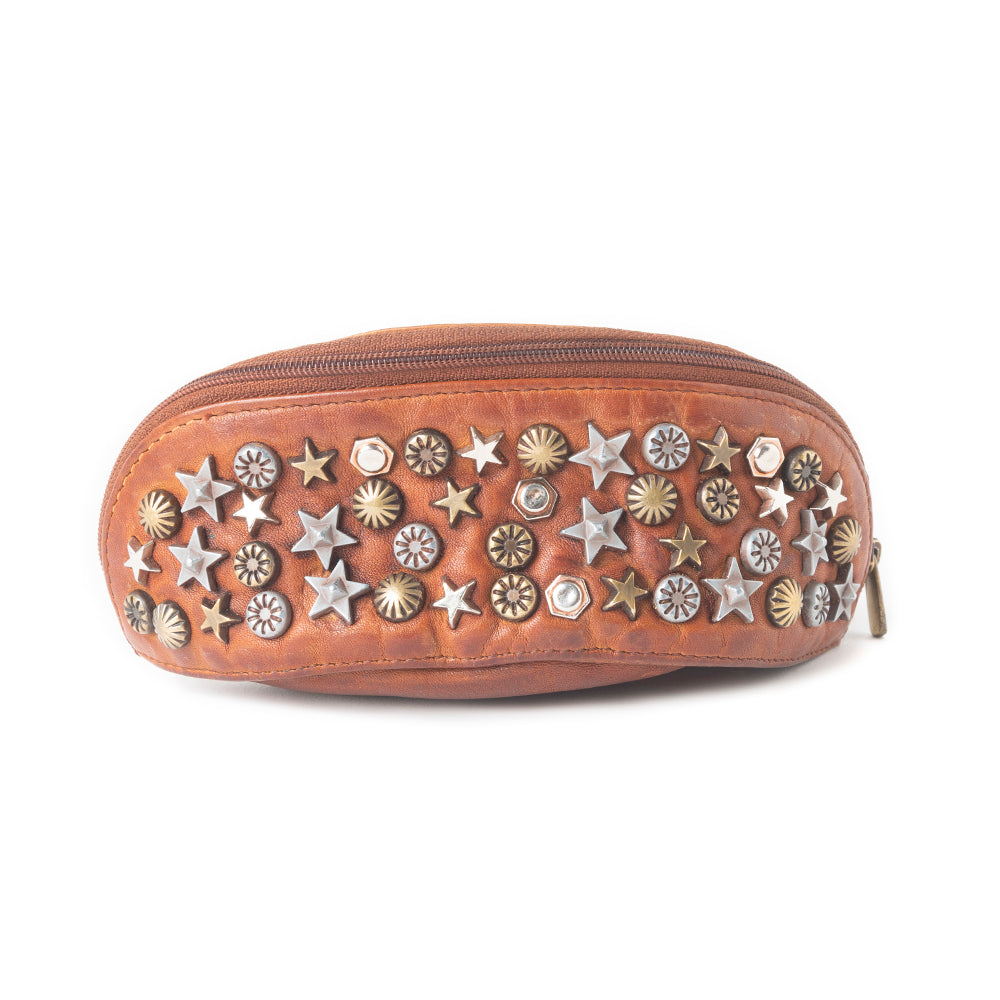 Myra Eclipse Charm Leather Sunglass Case in Brown