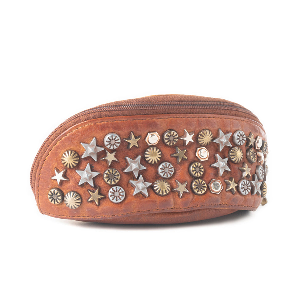 Myra Eclipse Charm Leather Sunglass Case in Brown
