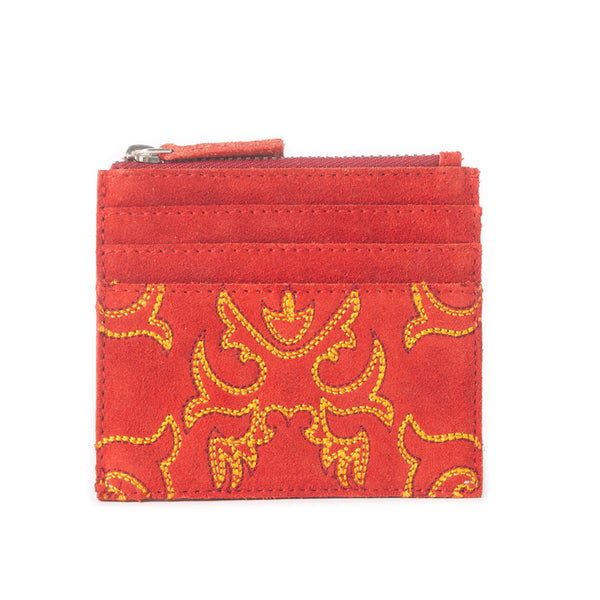 Cactus Sky Western Embroidered Credit Card Holder in Red