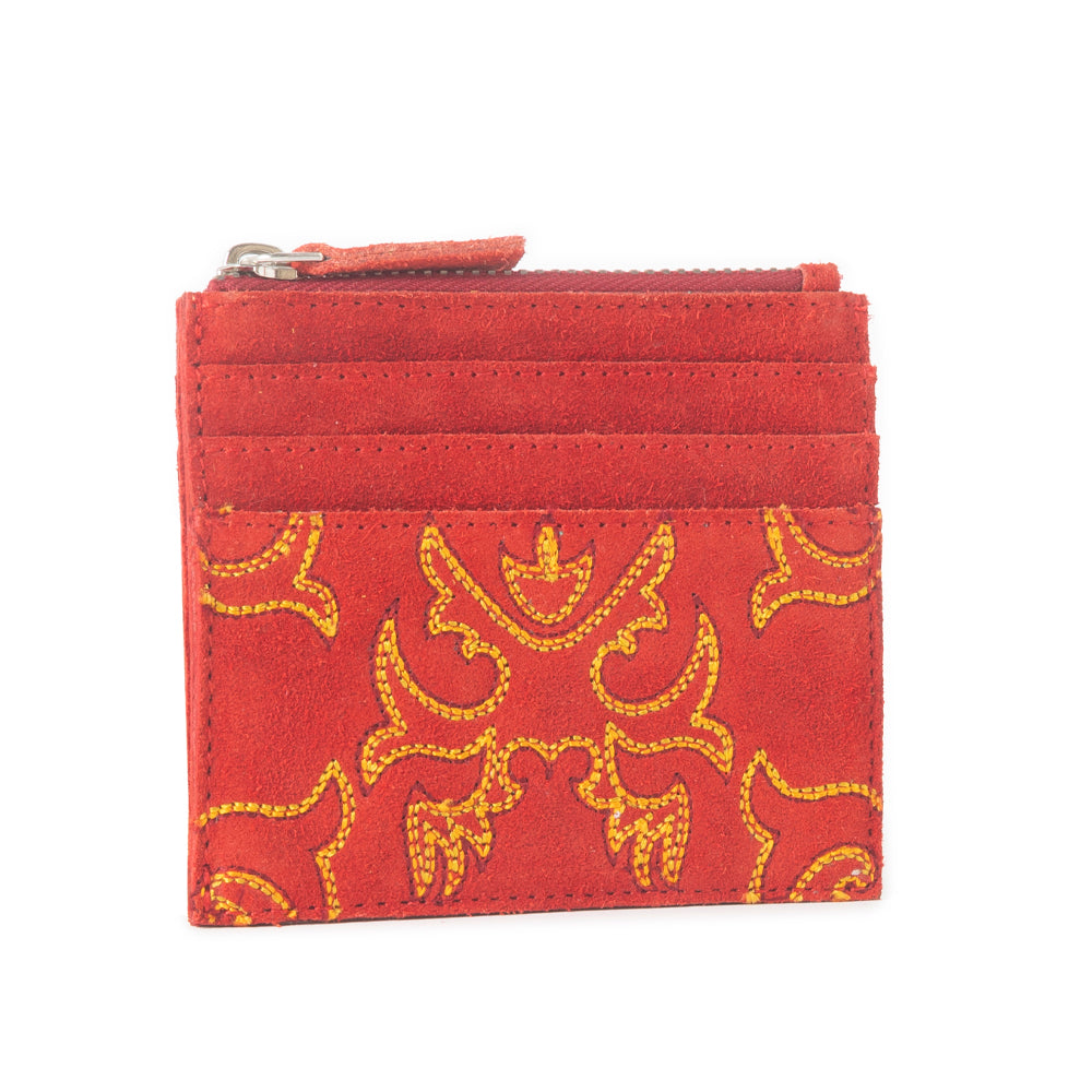 Cactus Sky Western Embroidered Credit Card Holder in Red