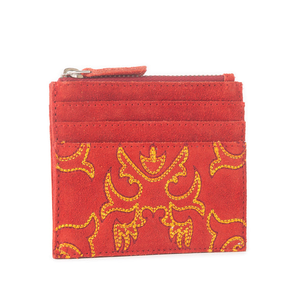 Cactus Sky Western Embroidered Credit Card Holder in Red