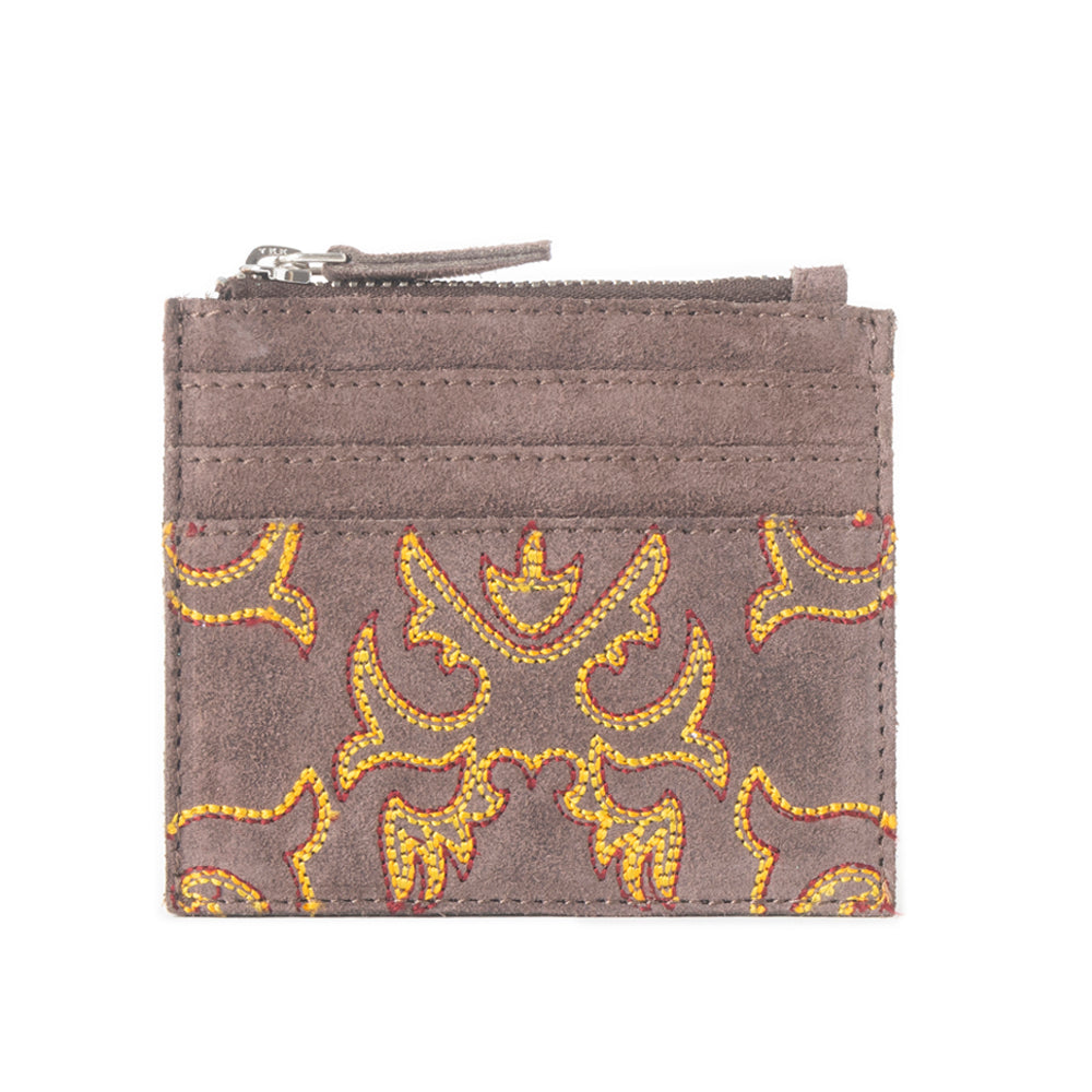 Cactus Sky Western Embroidered Credit Card Holder in Brown
