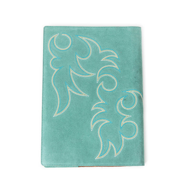 Texas Blaze Embroidered Leather Diary in Turquoise - Myra USA