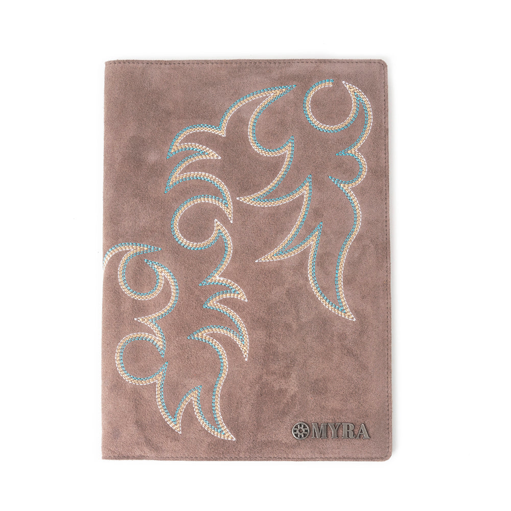 Texas Blaze Embroidered Leather Diary in Brown