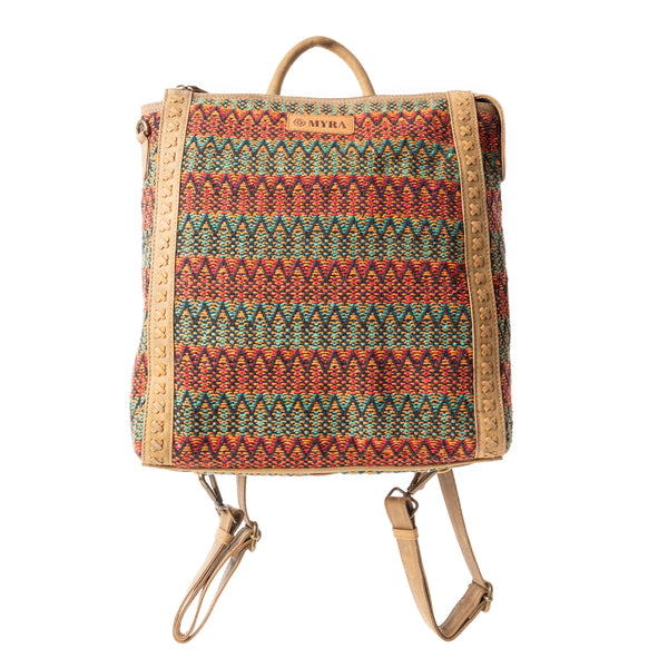 Terracotta Trails Rug Leather Backpack in Desert Sage - Myra USA