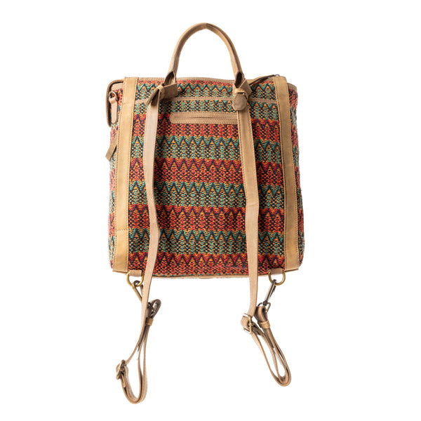Terracotta Trails Rug Leather Backpack in Desert Sage - Myra USA