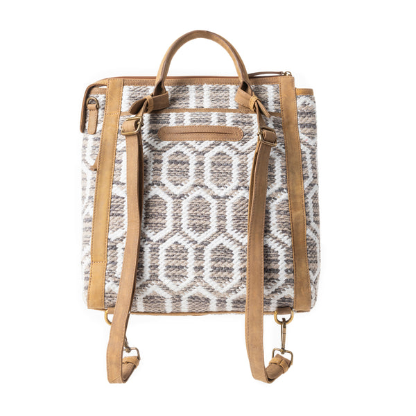 Suzanna Grove Rug Leather Backpack in Sandy White - Myra USA