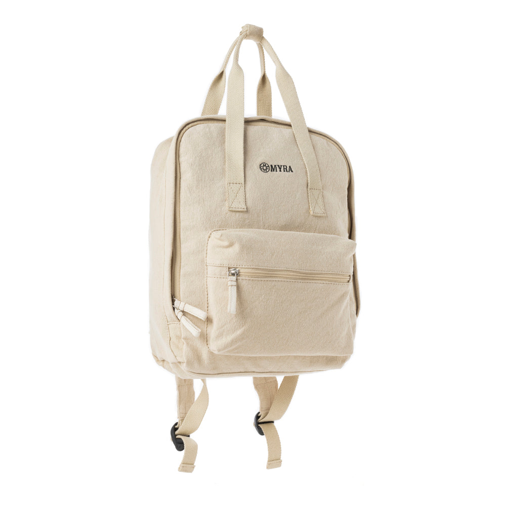 Pioneer Trek Canvas Backpack Bag in Beige - Myra USA