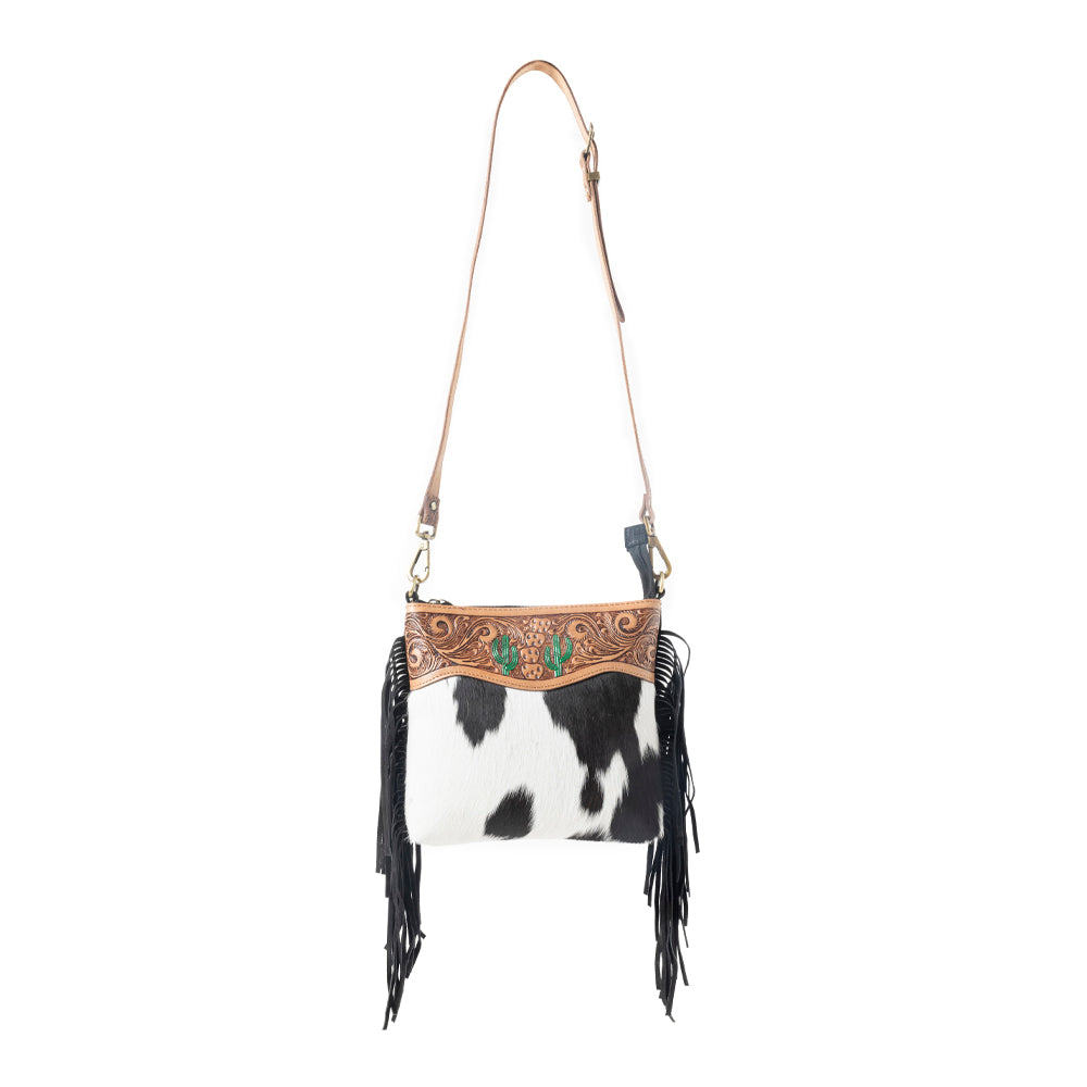 Sonora Charm Handtooled Bag in Black & White - Myra USA