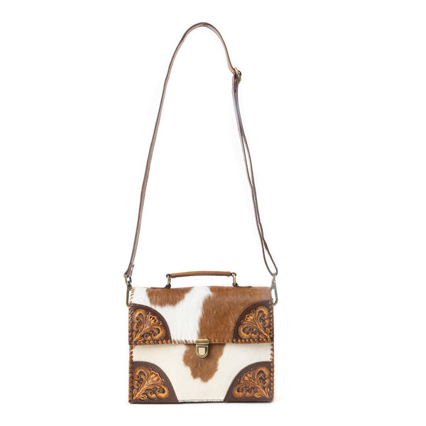 Dakota Dusk Handtooled Bag in Saddle Dust & Moonlight - Myra USA