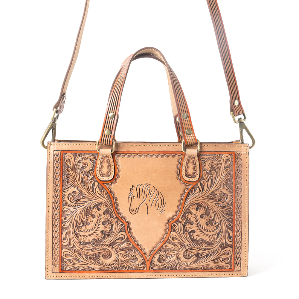 Savanna Ember Handtooled Concealed Carry Bag in Caramel