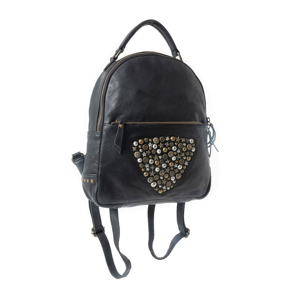 Westbound Star Leather Backpack in Raven Black - Myra USA