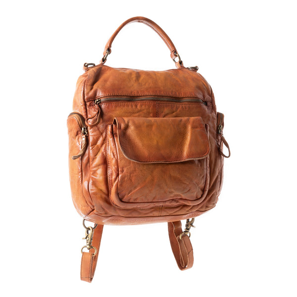 Trek Terra Leather Backpack in Burnt Brown - Myra USA