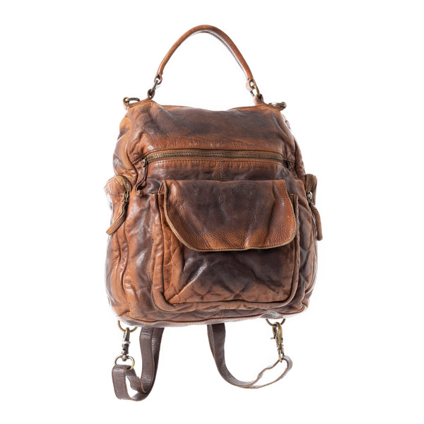 Sheriff’s Dusk Leather Backpack in Smoky Brown - Myra USA