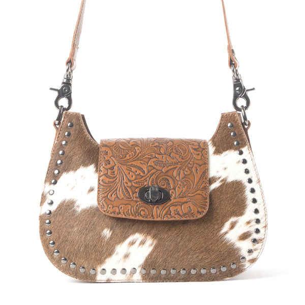 Highland Ridge Leather Bag in Rustic Oak & Winter Mist - Myra USA
