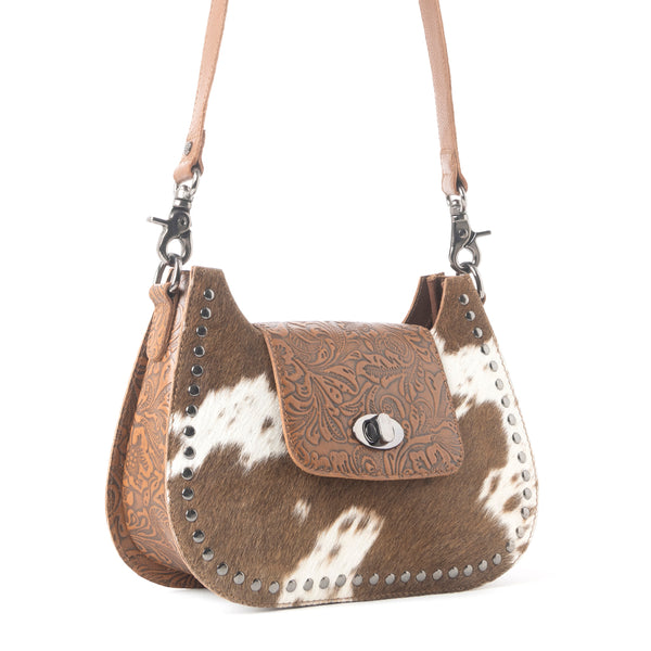 Highland Ridge Leather Bag in Rustic Oak & Winter Mist - Myra USA