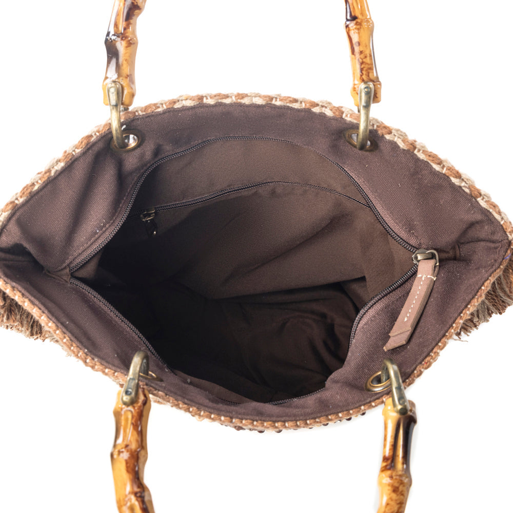 Myra Mesa Pioneer Hand Embroidered Tote Bag in Amber Grain