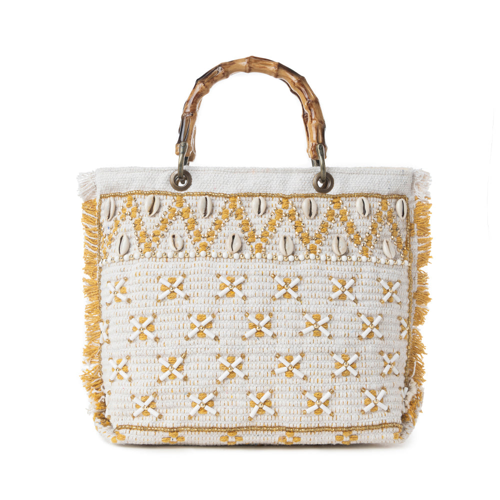 Myra Sunset Creek Embroidered Small Bag in Coastal White - Myra USA