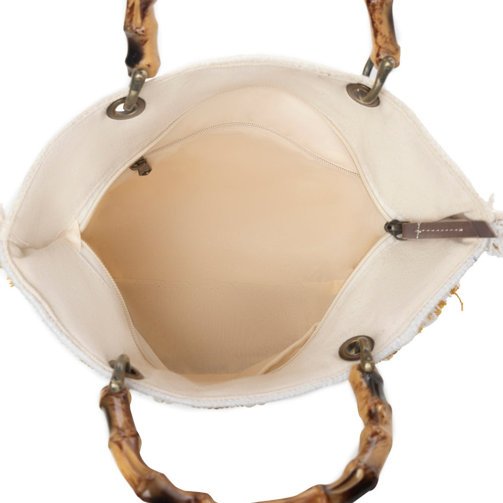 Myra Sunset Creek Embroidered Small Bag in Coastal White - Myra USA