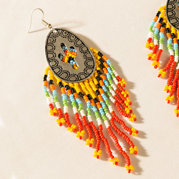 Pueblo Glow Beaded Earrings in Sunrise Yellow - Myra USA