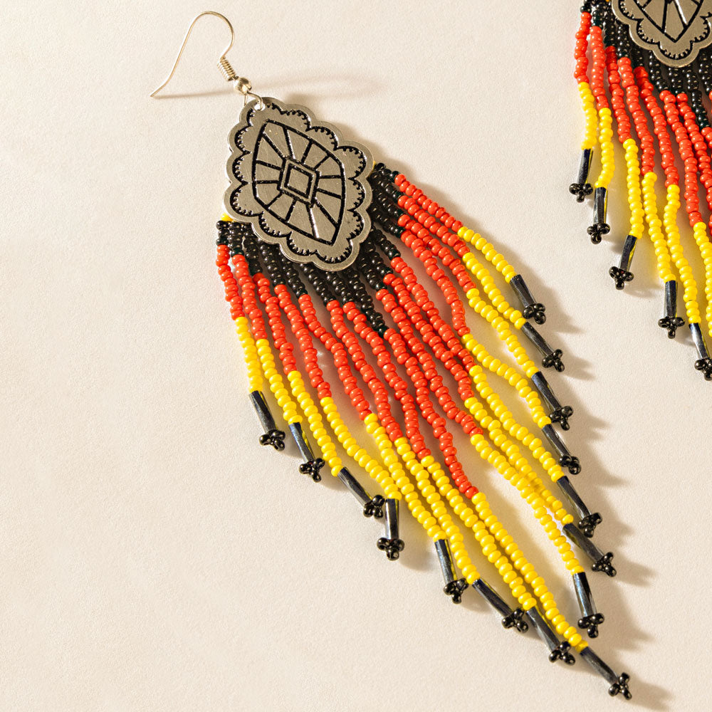 Bandita Blaze Beaded Earrings in Wild Red - Myra USA