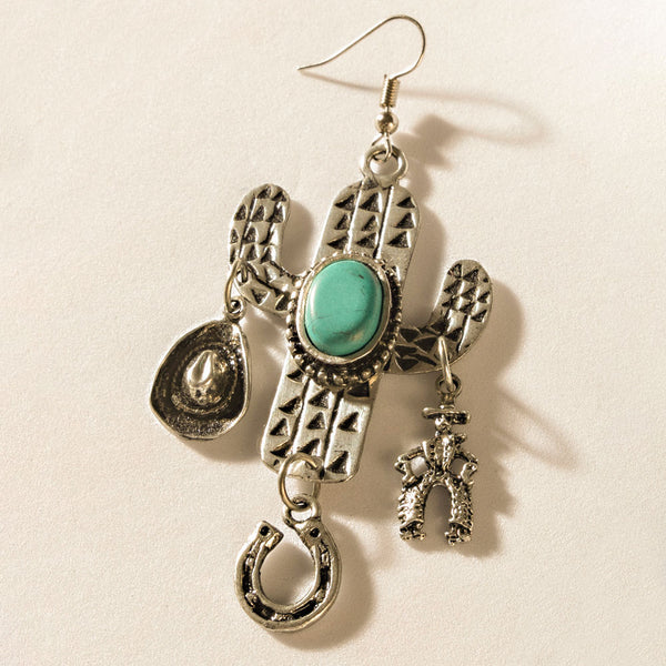 Cactus Charm Earrings in Rodeo Silver - Myra USA