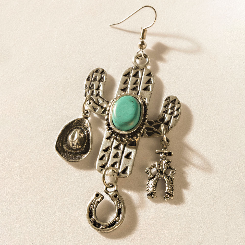Cactus Charm Earrings in Rodeo Silver