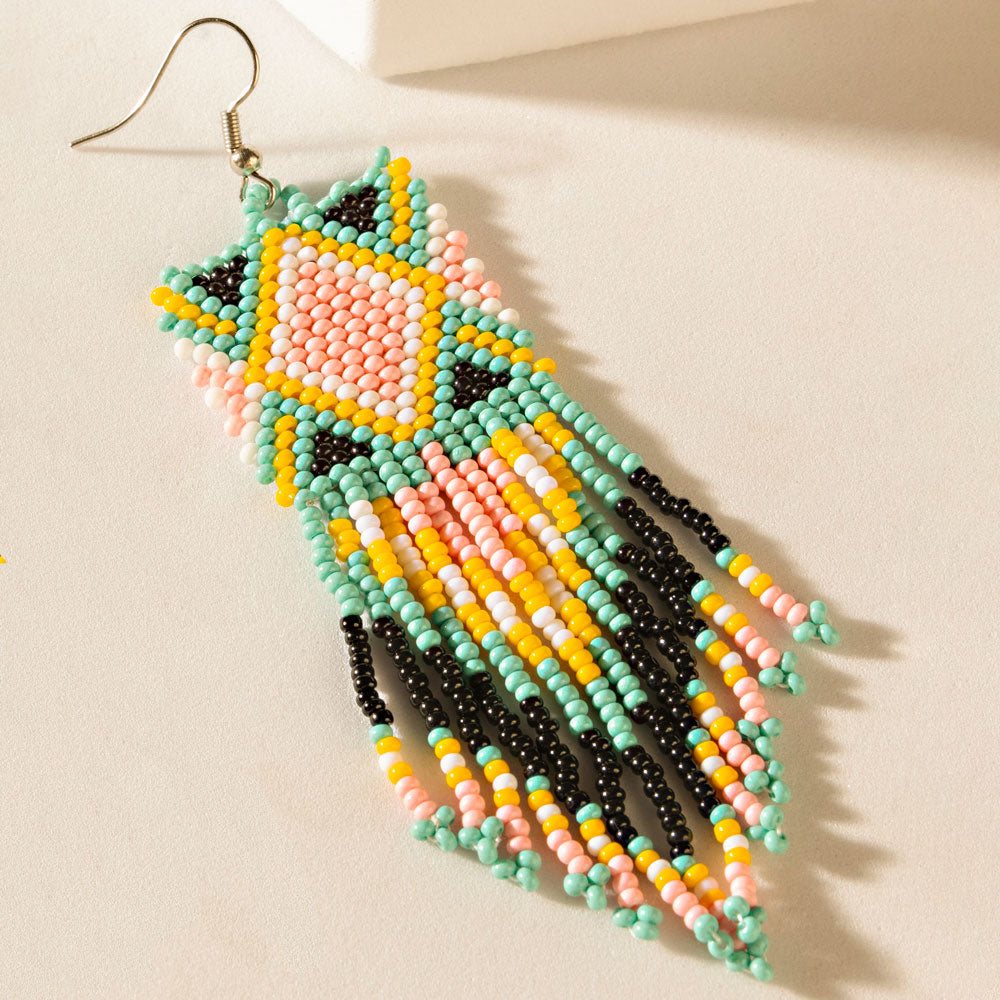 Rodeo Pop Beaded Earrings in Sunny Teal